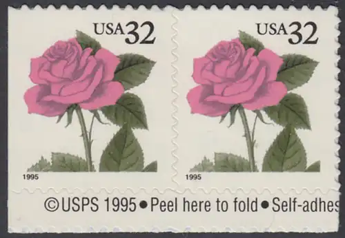 USA Michel 2571 / Scott 2492 postfrisch horiz.PAAR m/ copyright symbol - Blumen: Rose