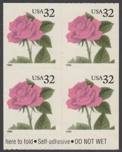 USA Michel 2571 / Scott 2492 postfrisch BLOCK (a2) - Blumen: Rose