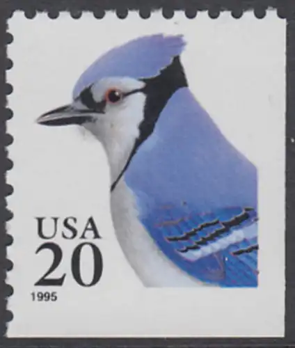 USA Michel 2574 / Scott 2483 postfrisch EINZELMARKE (rechts & unten ungezähnt) - Tiere: Blauhäher