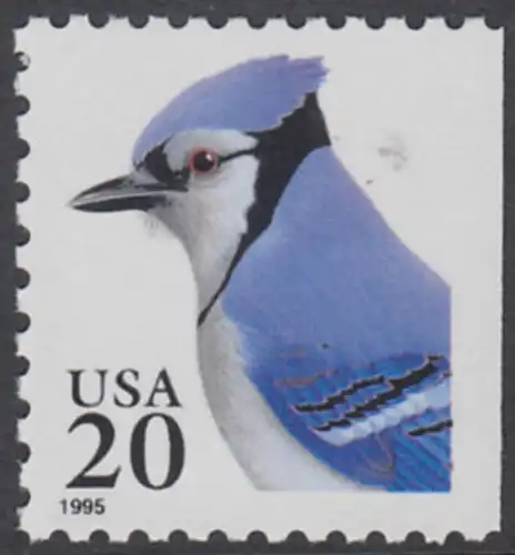 USA Michel 2574 / Scott 2483 postfrisch EINZELMARKE (rechts ungezähnt) - Tiere: Blauhäher
