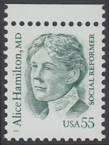 USA Michel 2607 / Scott 2940 postfrisch EINZELMARKE RAND oben - Amerikanische Persönlichkeiten: Alice Hamilton (1869-1970), Medizinerin und Sozialreformerin