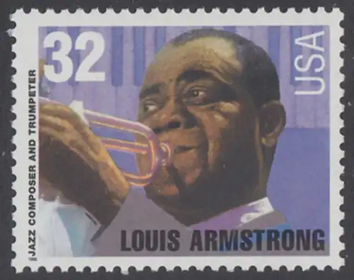 USA Michel 2615 / Scott 2982 postfrisch EINZELMARKE - Amerikanische Musikgeschichte: Louis Armstrong (1901-1971), Jazztrompeter und Sänger