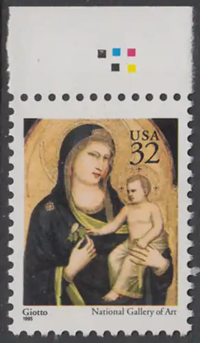 USA Michel 2674A / Scott 3003 postfrisch EINZELMARKE RAND oben (a1) - Weihnachten: Maria mit Kind