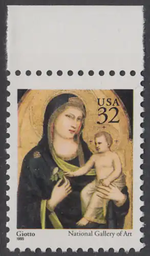 USA Michel 2674A / Scott 3003 postfrisch EINZELMARKE RAND oben (a2) - Weihnachten: Maria mit Kind