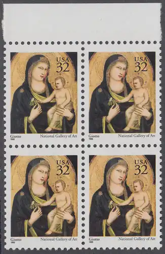 USA Michel 2674A / Scott 3003 postfrisch BLOCK RÄNDER oben - Weihnachten: Maria mit Kind
