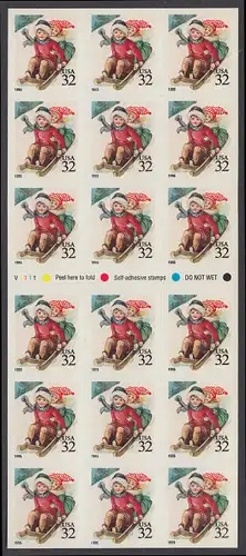 USA Michel 2676 / Scott 3013 postfrisch Folioblatt(18) - Weihnachten: Kinder beim Rodeln