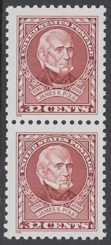 USA Michel 2678 / Scott 2587 postfrisch vert.PAAR - 200. Geburtstag von James K. Polk (1795-1849), 11. Präsident (reg. 1845-1849)