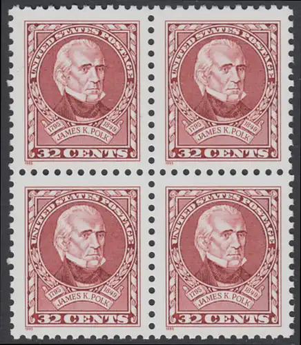 USA Michel 2678 / Scott 2587 postfrisch BLOCK - 200. Geburtstag von James K. Polk (1795-1849), 11. Präsident (reg. 1845-1849)