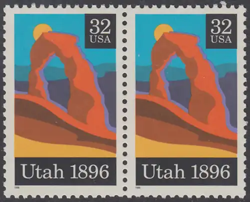 USA Michel 2684 / Scott 3024 postfrisch horiz.PAAR - 100 Jahre Bundesstaat Utah; Delicate Arch, Arches-Nationalpark