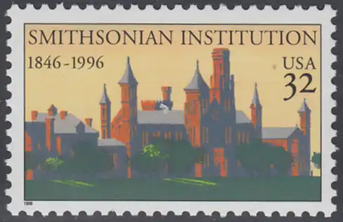 USA Michel 2693 / Scott 3059 postfrisch EINZELMARKE - 150 Jahre Smithsonian Institution: Erstes Gebäude der Smithsonian Institution, Washington, DC