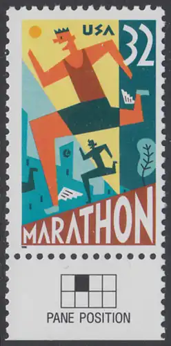 USA Michel 2703 / Scott 3067 postfrisch EINZELMARKE RAND unten (a1) - 100 Jahre Marathonlauf