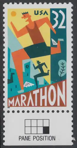 USA Michel 2703 / Scott 3067 postfrisch EINZELMARKE RAND unten (a2) - 100 Jahre Marathonlauf