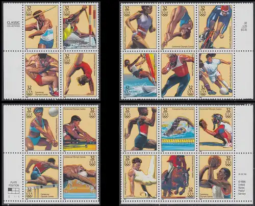 USA Michel 2705-2724 / Scott 3068a-t postfrisch SATZ(20) EINZELMARKEN - 100 Jahre Olympische Spiele der Neuzeit; Olympische Sommerspiele, Atlanta