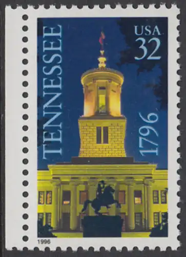 USA Michel 2728 / Scott 3070 postfrisch EINZELMARKE RAND links - 200 Jahre Staat Tennessee; Regierungsgebäude, Nashville, TN