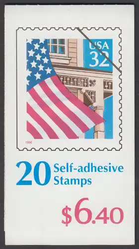 USA Michel 2726 / Scott 2921a postfrisch Markenheftchen(20) - Flagge vor  Hausfassade