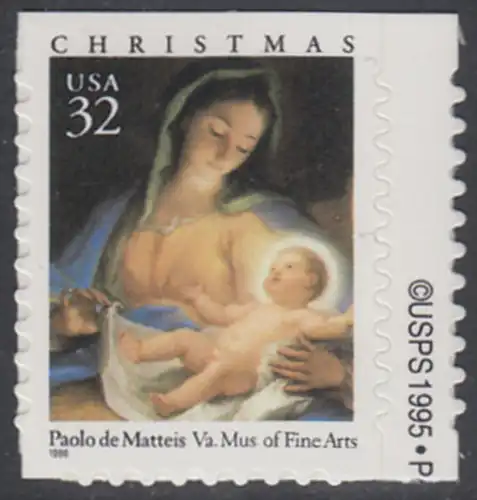 USA Michel 2799 / Scott 3112 postfrisch EINZELMARKE RAND rechts m/ copyright symbol - Weihnachten: Maria mit Kind