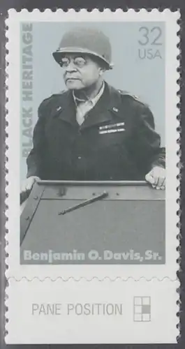USA Michel 2801 / Scott 3121 postfrisch EINZELMARKE RAND unten - Schwarzamerikanisches Erbe: Benjamin O. Davis, Sr., General