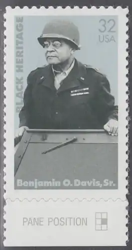 USA Michel 2801 / Scott 3121 postfrisch EINZELMARKE RAND oben - Schwarzamerikanisches Erbe: Benjamin O. Davis, Sr., General