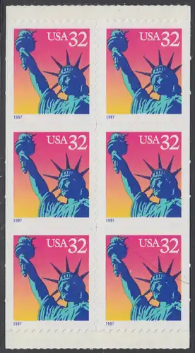 USA Michel 2802 / Scott 3122d postfrisch vert.Markenheftchenblatt(6) - Freiheitsstatue, New York