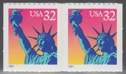 USA Michel 2802 / Scott 3122 postfrisch horiz.PAAR (aus Markenheftchen) - Freiheitsstatue, New York