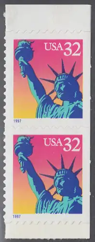 USA Michel 2802 / Scott 3122 postfrisch vert.PAAR (aus Markenheftchen) - Freiheitsstatue, New York