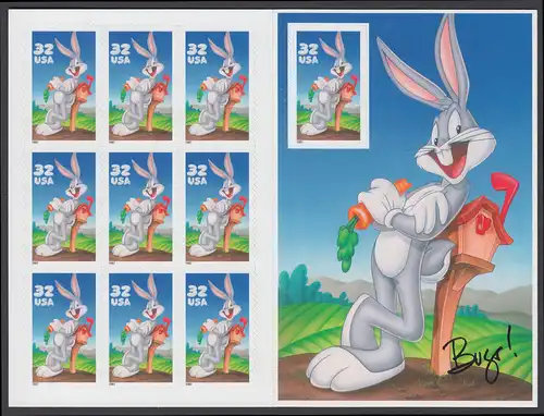 USA Michel 2829A / Scott 3137 postfrisch BOGEN(10) - Comicfigur Bugs Bunny