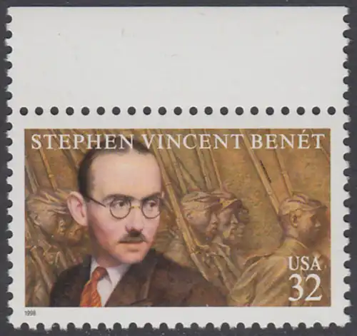 USA Michel 2989 / Scott 3221 postfrisch EINZELMARKE RAND oben - 100. Geburtstag von Stephen Vincent Benét, Schriftsteller