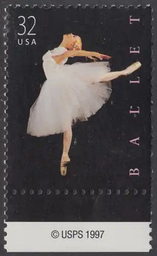 USA Michel 3042 / Scott 3237 postfrisch EINZELMARKE RAND unten m/ copyright symbol - Amerikanisches Ballett; Klassische Ballettänzerin