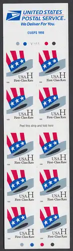 USA Michel 3060 / Scott 3267a postfrisch Markenheftchen(10) - Hut von Uncle Sam