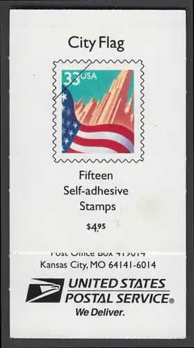 USA Michel 3091H / Scott 3278abc postfrisch Markenheftchen(15) - Flagge vor Stadtansicht