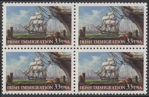 USA Michel 3092 / Scott 3286 postfrisch BLOCK - Irische Einwanderung in die Vereinigten Staaten von Amerika; Auswandererschiff im 19. Jahrhundert