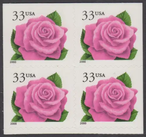 USA Michel 3156 / Scott 3052 postfrisch BLOCK(8) (doppelseitig) - Blumen: Rose