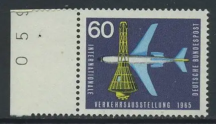 BUND 1965 Michel-Nummer 0473 postfrisch EINZELMARKE RAND links (BZ)