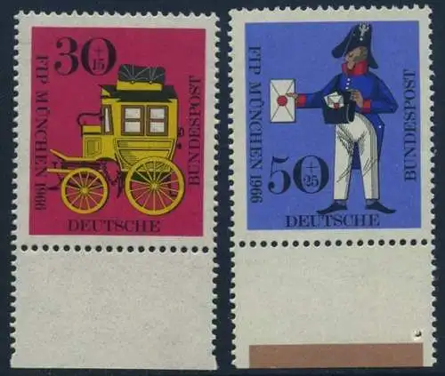 BUND 1966 Michel-Nummer 0516-0517 postfrisch SATZ(2) EINZELMARKEN RÄNDER unten