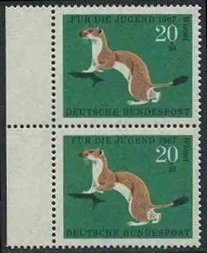 BUND 1967 Michel-Nummer 0530 postfrisch vert.PAAR RÄNDER links