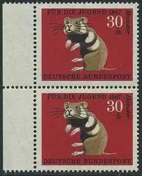 BUND 1967 Michel-Nummer 0531 postfrisch vert.PAAR RÄNDER links