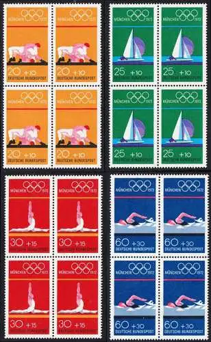 BUND 1972 Michel-Nummer 0719-0722 postfrisch SATZ(4) BLÖCKE 