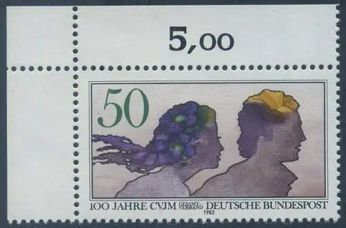 BUND 1982 Michel-Nummer 1133 postfrisch EINZELMARKE ECKRAND oben links