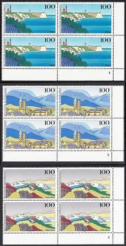 BUND 1993 Michel-Nummer 1684-1686 postfrisch SATZ(3) BLÖCKE ECKRAND unten rechts (FN/b)