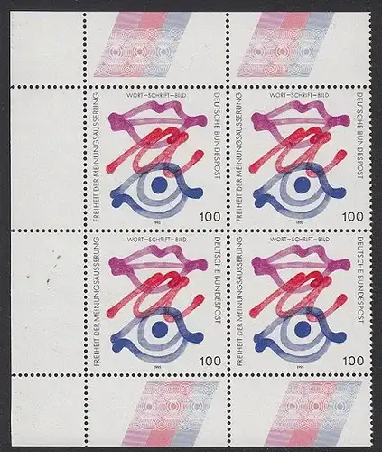 BUND 1995 Michel-Nummer 1789 postfrisch BLOCK ECKRÄNDER oben links/unten links 