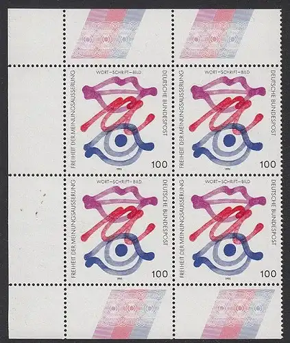 BUND 1995 Michel-Nummer 1789 postfrisch BLOCK ECKRÄNDER oben links/unten links