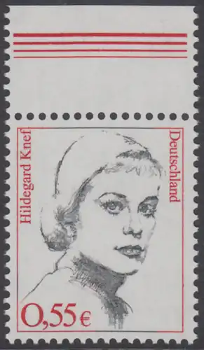 BUND 2002 Michel-Nummer 2296 postfrisch EINZELMARKE RAND oben