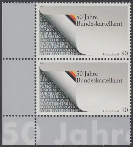 BUND 2008 Michel-Nummer 2641 postfrisch vert.PAAR ECKRAND unten links