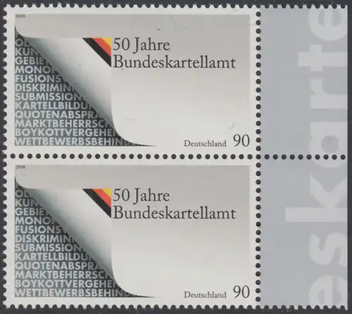 BUND 2008 Michel-Nummer 2641 postfrisch vert.PAAR RÄNDER rechts (b)