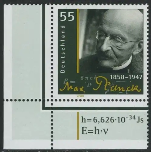 BUND 2008 Michel-Nummer 2658 postfrisch EINZELMARKE ECKRAND unten links