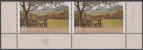 BUND 2012 Michel-Nummer 2953 postfrisch horiz.PAAR ECKRÄNDER unten rechts/links 