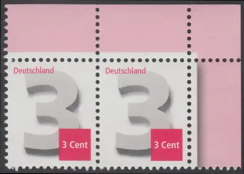 BUND 2012 Michel-Nummer 2964 postfrisch horiz.PAAR ECKRAND oben rechts