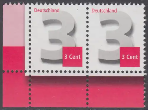 BUND 2012 Michel-Nummer 2964 postfrisch horiz.PAAR ECKRAND unten links