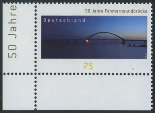 BUND 2013 Michel-Nummer 3001 postfrisch EINZELMARKE ECKRAND unten links