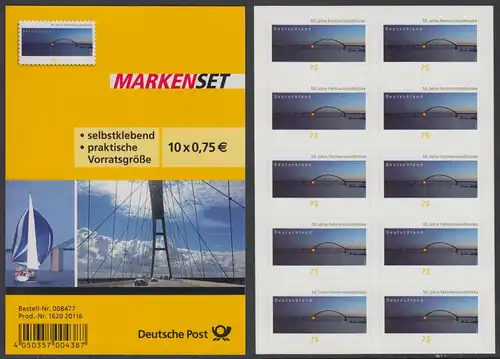 BUND 2013 Michel-Nummer 3003 postfrisch Markenheft(10) -selbstklebend-